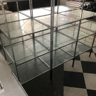 什器 ホワイト ガラス 木製 収納 店舗の画像