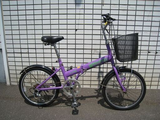 20インチ エヴァンゲリオン 折りたたみ自転車 6段変速 自転車 パープル カゴ付き 札幌 北20条店 ☆