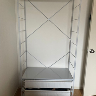 24日まで！　無印良品　スチールユニットシェルフワードローブセット　ライトグレーの画像