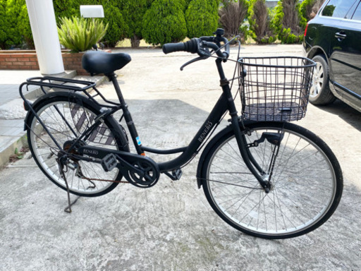 自転車　ママチャリ　通勤通学　26インチ　5段変速　黒