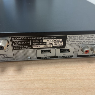 SONY Blu-rayレコーダー　BDZ-EW500の画像