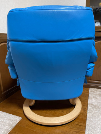 美品 EKORNES エコーネス ストレスレスチェア レノ 誕生40周年記念特別色 スカイブルー Lサイズ