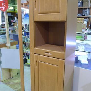 【中古】サンウッディ　鏡付きシューズボックス　天然木　下駄箱