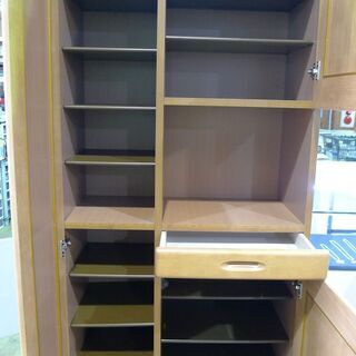 【中古】サンウッディ　鏡付きシューズボックス　天然木　下駄箱の画像