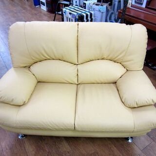 2Pソファ CHIFFON 合皮 ベージュ 幅137×奥行78×高さ91cm シフォン