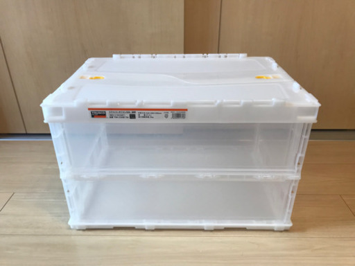 TRUSCO(トラスコ) 薄型折りたたみコンテナスケル 50Lロックフタ付 透明 TSK-C50B-TM
