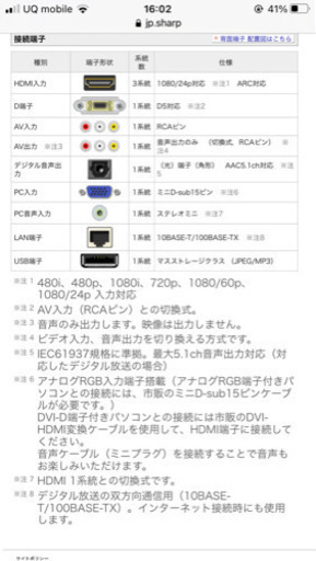 SHARP　AQUOS　亀山モデル　32型