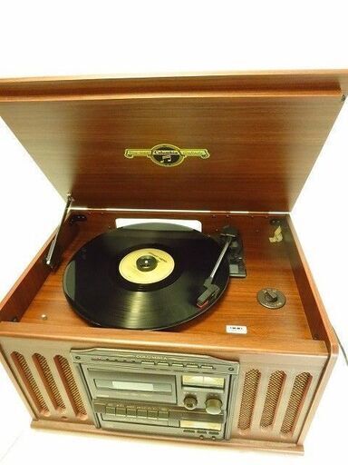 Columbia コロムビア レトロ調 蓄音機型 マルチプレーヤー レコード・CD・カセットテープ・AM/FMラジオ オーディオ機器