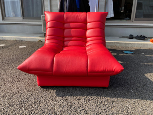 1人がけソファ　合皮　レッド