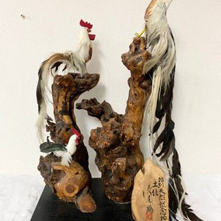 中古 アンティーク 骨董品  特別天然記念物 土佐 長尾鶏 置物...
