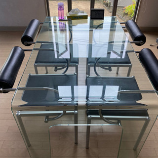 一枚ガラス　ダイニングテーブル　セットの画像