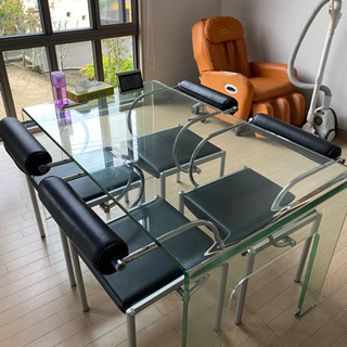 一枚ガラス　ダイニングテーブル　セットの画像