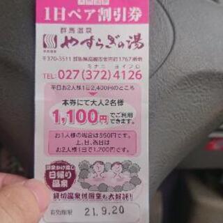 やすらぎの湯 1日ペア割引券