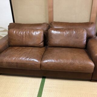 ソファ・心石工芸・本革総張り・国産品（中古品）