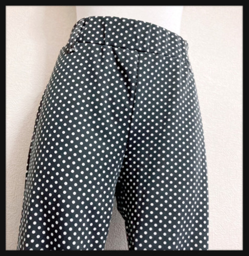 ご購入者様決定 総柄 水玉模様 ハイウエスト クロップドパンツ 白黒サブリナパンツ LサイズOK