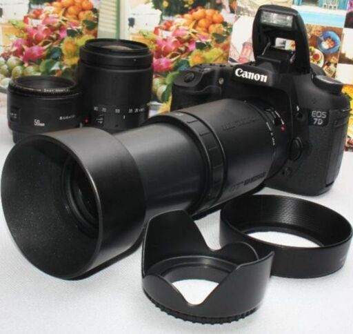 ❤️予備バッテリー\u0026カメラバッグ付❤️Canon EOS 7D トリプルレンズ②