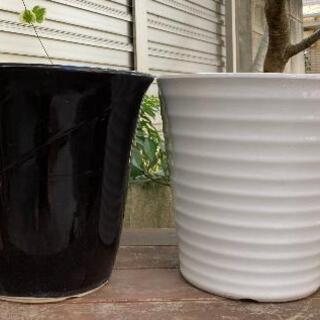 陶器鉢　黒白2個セット