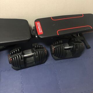 アジャスタブルダンベル　40kg　2コ　ベンチ台　保護マット　セット