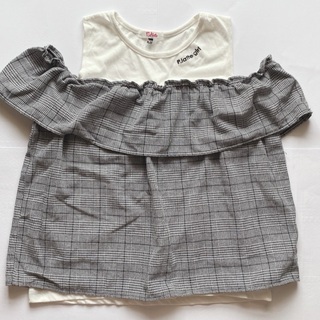 PINK latte ピンクラテ　グレンチェック　肩あきトップス