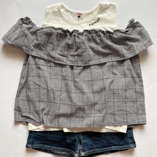 PINK latte ピンクラテ　グレンチェック　肩あきトップスの画像