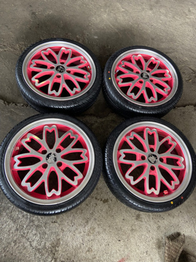 桜アルミホイール、綺麗。新品タイヤ、取り付け無料