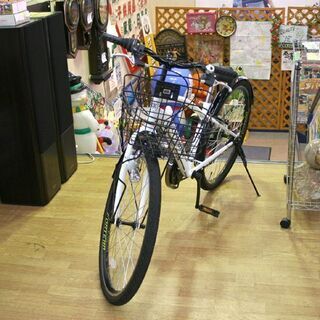 ホワイト シティバイク 26インチ 前カゴ付き 直接手渡し条件]ホワイト