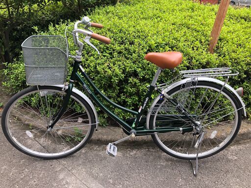 【リサイクルショップどりーむ天保山】No.204　自転車　26インチ　Marukin　グリーン　ライト・カゴ・鍵付き　美品　