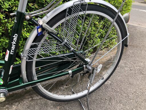 【リサイクルショップどりーむ天保山】No.204　自転車　26インチ　Marukin　グリーン　ライト・カゴ・鍵付き　美品　