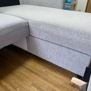 ニトリの布張りカウチソファーベッド(ノアーク/GY)の画像