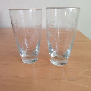 【値下げしました！】★オレンジハウス★ ｢カットガラスコップペア...