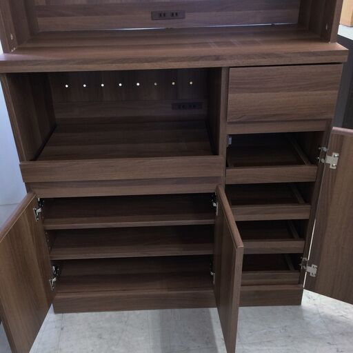 J600 ベガコーポレーション 食器棚 キッチンボード ウォルシュ ウォルナット 900×415×1820 クリーニング済み