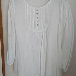 美品 白色ブラウス(麻100%)サイズL