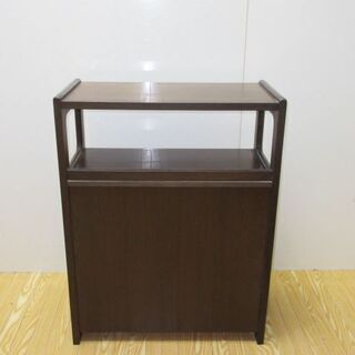 jtp-0491　電話台　ダークブラウン　ファックス台　木製　電話台　FAX台　自由棚　引き出し付き　扉付きの画像