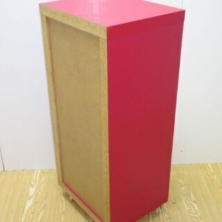 jtp-0493　木製　チェスト　白×赤　小物入れ　収納ボックス　衣装ケース　収納ケース　チェスト　衣類ケース　収納　小物収納　引出　衣類収納　収納　クローゼット　タンス　たんす　レトロポップの画像