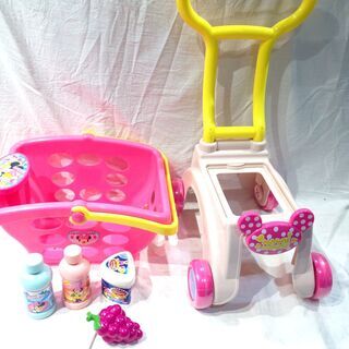 ★3752★ディズニー　ミニー　うきうきおかいものカート　手押し車　かご付き　買い物　おもちゃ　女の子の画像