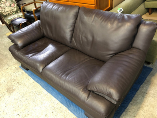 Italsofa  本革ソファ  2〜3人掛け  ブラウン