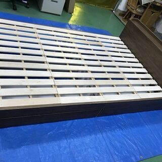 (新品)☆木製ダブルベッド　引き出し付き　ＷＮＴ☆