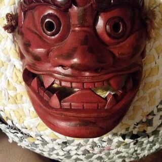 神楽面　木製　木彫りの画像
