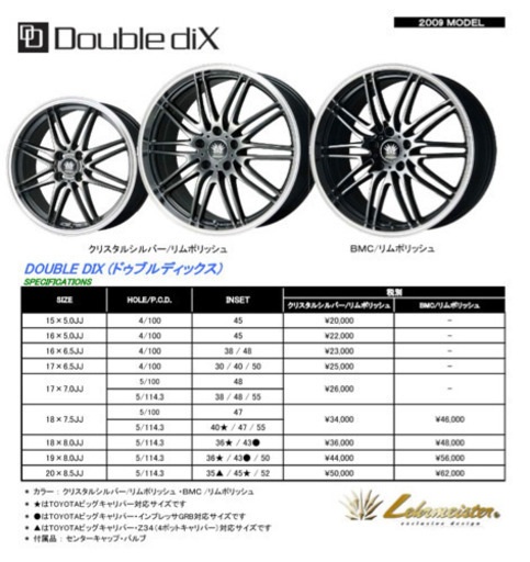LEHRMEISTER　レアマイスター　18インチ7.5J+47 PCD114.3 5穴 黒ナット付き