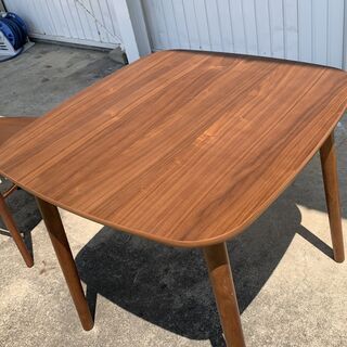 定価4万円 美品！2人掛け用 ダイニングテーブル＆チェア 3点セット 天然木 北欧 モダン おしゃれ 正方形 タンスのゲン 家具 Cの画像