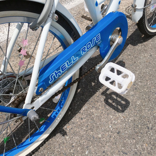 子ども用自転車✨20インチ　白×青✨鍵ありタイプ✨中古品✨防犯登録できます♪の画像