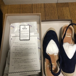 【新品】カンナ　サンダル　ジュート ウェッジソール 羊革 の画像