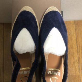 【新品】カンナ　サンダル　24㎝　ジュート ウェッジソール 羊革の画像