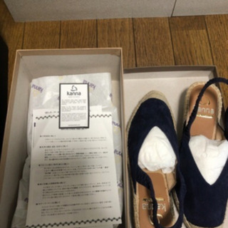 【新品】カンナ　サンダル　24㎝　ジュート ウェッジソール 羊革の画像
