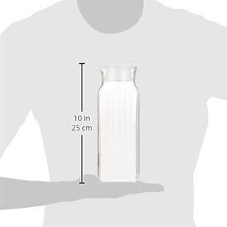 iwaki(イワキ) 耐熱ガラス ピッチャー 冷水筒 ホワイト 1L 茶こしなし 角型サーバー 麦茶 お茶 ポット KT296K-Wの画像