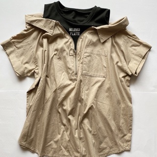 【受け渡し確認中】♪Pink latte 重ね着風？　肩あき　ト...