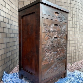 逸品 貴重 5段チェスト 引出 抽斗 無垢材 検 伝統工芸 軽井...