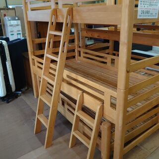 【愛品倶楽部柏店】木製3段ベッド　2段ベッド+子ベッド【店舗同時販売中】の画像
