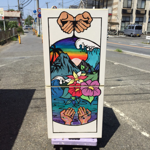 9月21日まで！★湘南アーティスト作 / アートデザイン冷蔵庫★ 無印良品 2ドア冷凍冷蔵庫 110L RMJ-11A 2012年製 動作品