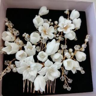 286◇未使用◇髪飾り Ｕピン 赤　白 水引 着物　卒業式　成人式　袴　の画像